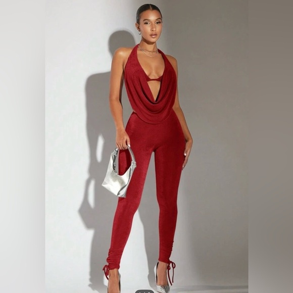 Red Women's Two Piece Pant Set - Picture 1 of 6